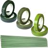 VIVIIHOO - Bacchette di Filo per Fiori & Kit di Nastro per Fiorista, 200 Pezzi Filo Verde 30cm + 6 Rotoli di Nastro per Mazzi di Fiori, Bouquet, Fai da Te, Decorazioni per Feste e Floricoltura