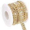 PATIKIL 3 Iarde Catena di Strass, 3 File Cristalli Chiusi Catena Decorazione Cucitura Striscia per Abbigliamento Artigianato, Decorazione Costume Fai da Te, Orlo Borsa, Oro/Bianco