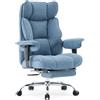 Efomao Sedia da Ufficio Ergonomica in Tessuto, Poltrona Scrivania Reclinabile con Poggiapiedi Estraibile, Schienale Alto, Supporto Lombare, Sedia Girevole per PC, Smart Working e Gaming (Blu)