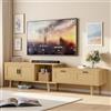 OLIVIBED Mobile TV da 180 cm, con 2 ante e 2 cassetti, in rattan, per TV da 80 pollici, tavolo per TV con scomparti aperti, ripiano basso per soggiorno, sala da pranzo, natura