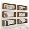 Tonture 6 scaffali a cubo, in legno di rovere affumicato, 60 x 15 x 23 cm, mensola sospesa, libreria, organizer decorativo per soggiorno, camera da letto