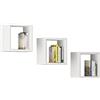 AKORD | Mensola da Parete K | Set di 3 Mensole Quadrate | 25 x 25 cm | Per Libri Fiori | Per Soggiorno Camera da Letto | pannello laminato 16 mm | Bianco