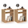 IDMarket - Set di 2 comodini Nora con contenitori a Giorno in Legno a doghe