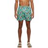 Urban Classics Pattern Swim Shorts Palm Uomo Bermuda Nero/Oliva 100% Poliestere