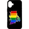 Rhode Island Map USA State Rainbow Pride Custodia per iPhone 16 Plus Rhode Island Mappa USA Stato Arcobaleno Flag Orgoglio
