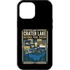 Crater Lake National Park Travel Art Stu Custodia per iPhone 12 Pro Max Grafica da viaggio con bandiera dell'Oregon del Parco nazionale di Crater Lake