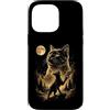 Feline Lunar Visions Custodia per iPhone 14 Pro Max Gatto verde luminoso che ulula foresta della luna