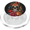 Skull Flower Cottagecore Floral Flowers Floreale Zucchero Teschio Fiore Tulipano Rosa Halloween Cottag PopSockets PopGrip per MagSafe