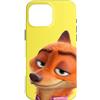 Disney Custodia per iPhone 16 Pro Max Disney Zootopia 2 Nick Wilde Fox Big Face Yellow