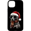 Cool Christmas Xmas Cute Funny Shades Gi Custodia per iPhone 15 Plus Labrador Retriever Lab Dog Santa Hat Plaid Sciarpa Occhiali da Sole
