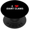 Clams Ocean Food Chef Apparel by RJ I Love Giant Clams - Cuore - Distressed PopSockets PopGrip Adesivo