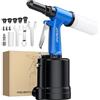 AUTOUTLET Kit Pistola Rivettatrice Pneumatica Professionale con 5 Testine 2,4-6,4 mm per Rivetti Alluminio/Acciaio/Ferro,Forza di Trazione 1780 KGF,per Automotive, Carrozzeria e Officina Meccanica