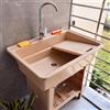 YTSJXN Lavello da Esterno,Lavatoio da Esterno in Plastica,Lavabo da Giardino Autoportante con Rubinetto,Mobile Lavandino Biancheria,Lavabo da Lavanderia Portatile,per Interno,Cucina,Garage,Terrazza(Coffee co