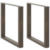 vidaXL Gambe per tavolo da pranzo a forma di U 2 pz in acciaio naturale 90x(72-73) cm