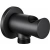 Schläfer 814321 | Presa Acqua Doccia Tonda con supporto per Doccetta Nero Opaco, Uscita Acqua Parete G 1/2 - Ø 20,86 mm, Raccordo Gomito per Flessibile Doccetta in Ottone Design Moderno