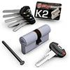 SECUREMME 3200CCS30301X5 SECUREMME K2 CILINDRO SERRATURA ANTITRAPANO CENTRATO 60MM 30-30 PROFILO EUROPEO 5 CHIAVI PIATTE CIFRATE OTTONE CHIAVE CANTIERE SICUREZZA SERRAMENTI