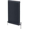 Monster Shop Radiatore Termosifone a 3 Colonne 1500 x 562mm Moderno Centralizzato Grigio antracite in Acciaio Inox Verticale a Parete Cucina Soggiorno Bagno Kit di Fissaggio e Spazzola Inclusi