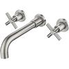 ZYCDP Miscelatore Lavabo a parete,Acciaio Inox,Doppia Maniglia,Fredda e Calda Regolabile Rubinetto per Lavabo Bagno,Rubinetto a Parete Lavabo,Miscelatore per Lavabo a Muro,spazzolato