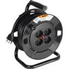 BTICINO Avvolgicavo S2620, Prolunga Elettrica 20 Metri, 4 Prese Polivalenti Schuko Bipasso, Spina Grande 16A, Interruttore Termico, Maniglia Ergonomica, Ferma Cavo, Full Black