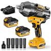 SundpeyPRO Avvitatore a Impulsi a Batteria 21V, Avvitatore ad Impulsi Brushless 3/4 Coppia con 2 Batterie 4.0Ah, Caricabatterie Rapido, Adattatore 3/4 a 1/2, 5 Bussole a Impatto (17/19/21/22/24mm), Giallo
