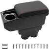 KAERGK Bracciolo Auto Compatibile con Peugeot 208 2013-2018 | Vano Portaoggetti a Due Llivelli, con Portabicchieri, Facile da Montare, Regolabile, Pelle PU, Linea Rossa