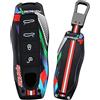 HIBEYO Custodia per chiave auto, adatta per Porsche Cayman 718 Boxster 981 Cayenne Carrera 911 Macan Panamera Spyder, custodia portachiavi a 4 tasti, colore nero