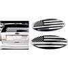 KUNIO 1 pezzo bandiera americana per griglia anteriore posteriore del portellone posteriore, adatto per Ford F150 F250 F350 Edge Ranger Explorer distintivo adesivo badge nome logo 23 cm argento