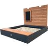 AXI | Mandy - Sabbiera XL con contenitore e coperchio Grigio, Marrone | Sabbiera in legno, legno di Hemlock | Facile da costruire, conservare | Da 3 anni