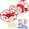 MAIKEHIGH Tenda da Gioco Bambini 3 in 1, Pop Up Piscina Palline con Tunnel Casetta Castello Pieghevole Interno Esterno Giardino Ragazzi Ragazze Regalo di Compleanno (Palla No Incluida)