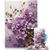AITEXI Puzzle da 1000 pezzi per adolescenti Fiori viola con foglie dorate Giochi educativi con pezzi completamente interconnessi di forma casuale 52x38cm