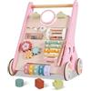 AmazingJoy 11 in 1 Girello Montessori in Legno Carrello Primi Passi con Giochi Interattivi e Mattoncini Giocattoli Camminatore Educativo per Bambini 12+ Mesi Regalo di Compleanno per Bimbo/Bimba di 1 Anno