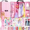 UCanaan Set di 180 capi di abbigliamento per bambole con accessori, abiti da principessa, vestiti, top, pantaloni, scarpe e appendiabiti, set completo di guardaroba per bambole, ideale per bambini dai