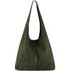 OBC Only-Beautiful-Couture OBC Made in Italy Borsa da Donna in Pelle Scamosciata, Hobo-Bag a Tracolla Con Manici (Verde Scuro)