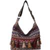 Umimiss Borsa macramè blu - Borse di paglia da donna UK, borsa hippie, borsa boho, borse a tracolla etniche bohémien, nappe colorate, vintage etnico tribale ricamato nappa a tracolla, hippie, Rosso,