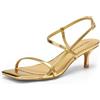 DREAM PAIRS Sandali Donna Tacco Basso Kitten,Oro,39