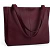 befen Borsa a tracolla in vera pelle da donna, grande, con scomparto per laptop, Rosso bordeaux.