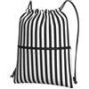 YYHHAOFA Zaino con cerniera e coulisse con stampa a righe bianche e nere - Borsa da viaggio impermeabile con tasca frontale e organizer interno