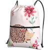 HJFCZH Lovely Hedgehog Prints - Zaino con cerniera e coulisse, ultra resistente, impermeabile, per viaggi e sport, custodia leggera e pieghevole