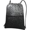 WHJDPP Zainetto con cerniera e coulisse argento lucido con stampa glitterata - Borsa sportiva leggera impermeabile con tasca frontale e organizer interno - ideale per viaggi, yoga ed escursionismo