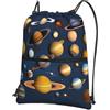 WHJDPP Solar System Planets Prints, zaino con coulisse e cerniera, leggero, impermeabile, con tasca frontale e organizer interno, ideale per viaggi, yoga ed escursionismo