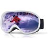 OulQinyhome Maschera da Sci Occhiali da Sci - Maschera Sci Doppia Lente Anti-Appannamento Design Sferico Uomo Donna e Adolescenti Compatibile con Occhiali da Vista (Bianco Viola)