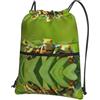 HJFCZH Funny Frogs Prints - Zaino con cerniera e coulisse, ultra resistente, impermeabile, per viaggi e sport, leggero e pieghevole