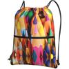 HJFCZH Crayons Prints, zaino con cerniera e coulisse, ultra resistente, impermeabile, per viaggi e sport, custodia leggera e pieghevole