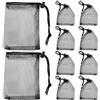 GRIRIW Set 10 Sacchetti in Rete Nera Coulisse Regolabile in Poliestere, Borsa Multifunzione Semplice ed Elegante per Baseball e Golf, per Casa e Attività All'aperto