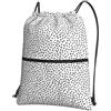YYHHAOFA Zaino con cerniera e coulisse con stampa a pois bianchi e neri - Borsa da viaggio impermeabile con tasca frontale e organizer interno