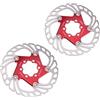 OAPNCBVY Ghiaia Bici da Strada Freno a Disco Idraulico CX Rotore Pinza Freno CNC Bicicletta Meccanica Filo Tirare Pastiglie in Metallo 105 Tamburo Posteriori per Bicicletta(140Float Disc Red x2)