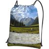 YYHHAOFA Snowy Mountains Prints, zaino con cerniera e coulisse, leggero, impermeabile, con tasca frontale, per viaggi, sport e yoga