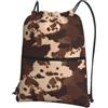 WHJDPP Zaino con coulisse in pelle bovina marrone con stampe artistiche - Borsa sportiva leggera impermeabile con tasca con cerniera - palestra, viaggi, yoga ed escursionismo