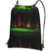 YYHHAOFA Cool Music Sound Wave Prints Zaino con cerniera e coulisse, borsa da viaggio impermeabile con tasca frontale e organizer interno
