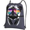HJFCZH Zaino con cerniera e coulisse con stampa di cane oculare, resistente all'acqua e durevole, per viaggi, sport e oggetti essenziali quotidiani